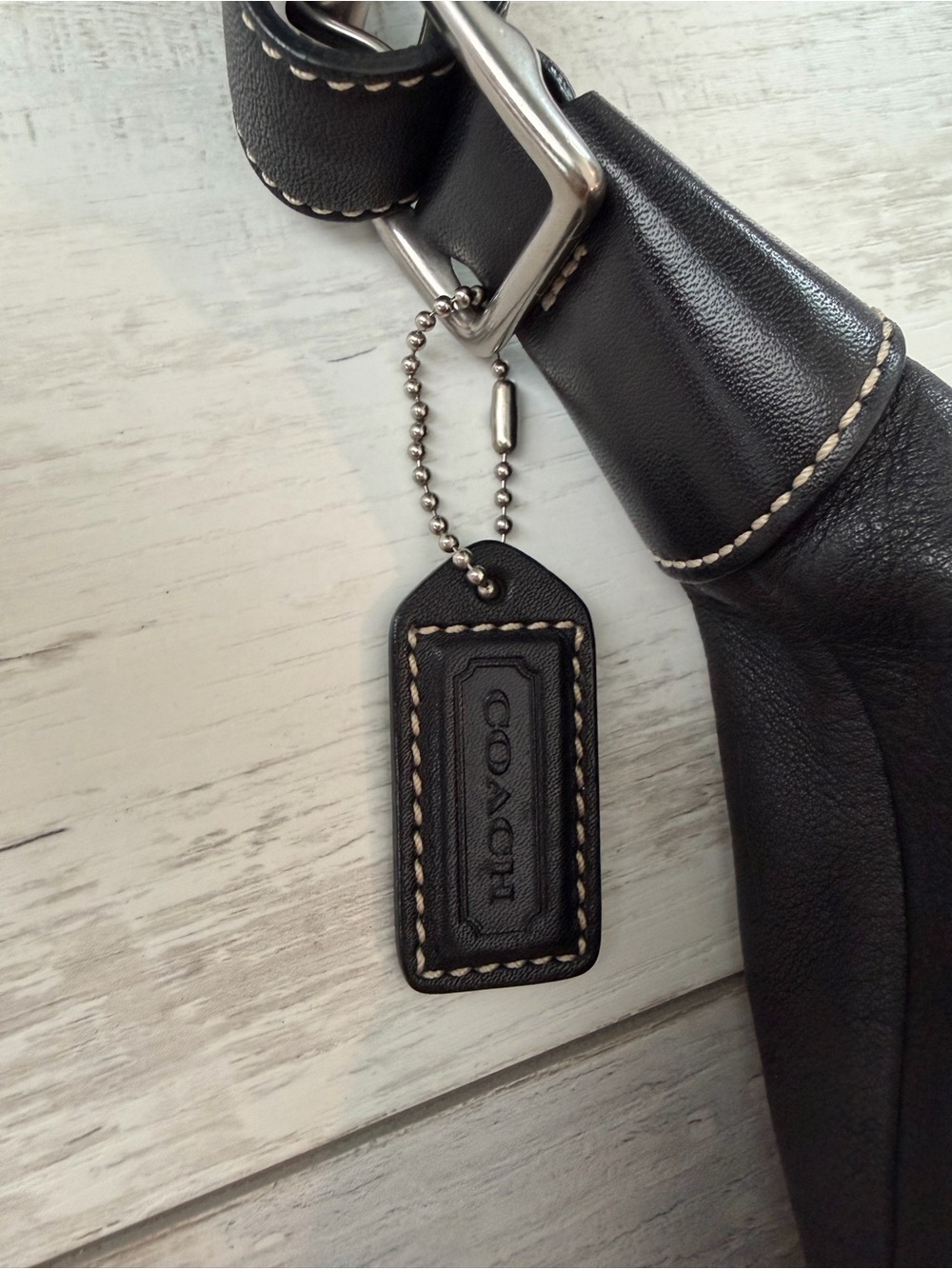 SOLD Vintage Y2K Coach Black leather convertible hobo shoulder bag - excellent - Picture 3 of 6